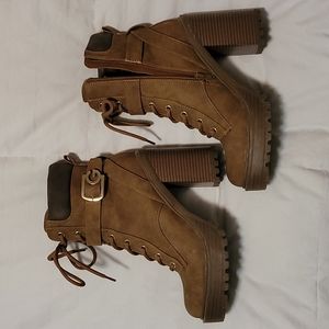 GBG Los Angeles heeled boots w/ gold detail, lightly used (only worn twice.)